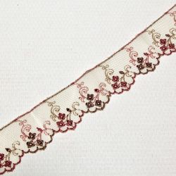 Pitsi / verhokappa, beige/vaaleanpunainen, 3 x 20 cm