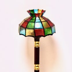 Jalkalamppu, Tiffany, värikäs,12v