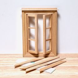 Ikkuna, 6-ruutuinen, avautuva, 9,3 x 13,5 cm, puuvalmis