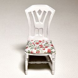 Kustavilainen tuoli, valkoinen/kukkaverhoilu, 1 kpl