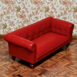 Sohva, punainen Chesterfield, nahka