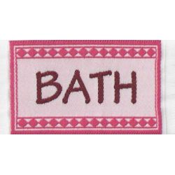 Kylpyhuoneen matto, punainen, teksti BATH