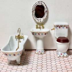 Kylpyhuone, 4 osaa,  viktoriaaninen kukkakuvio