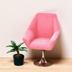 Design nojatuoli, vaaleanpunainen plyysi