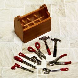 Työkalulaatikko ja työkalut irrallaan, 9 osaa
