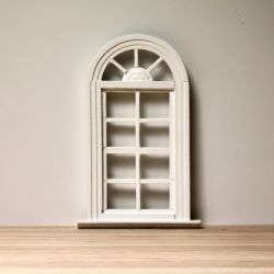 Palladian kaari-ikkuna, 14,5 x 7,7 cm, valkoinen
