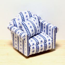 Nojatuoli, sinivalkoinen kuvio