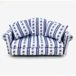 Sohva, sinivalkoinen kuvio