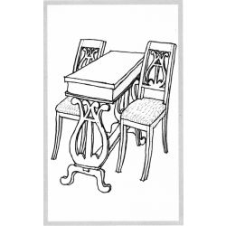 Lyyra-tuolit ja ompelupöytä, 3 osaa, Mårbacka