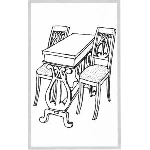Lyyra-tuolit ja ompelupöytä, 3 osaa, Mårbacka
